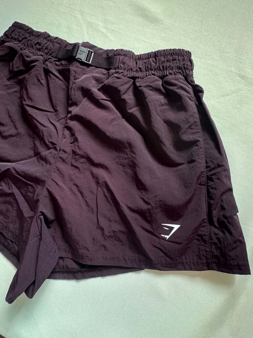 Gymshark Women’s Small Plum Running Athletic Shorts Dry Fit Pockets Buckle Waist - Picture 2 of 9